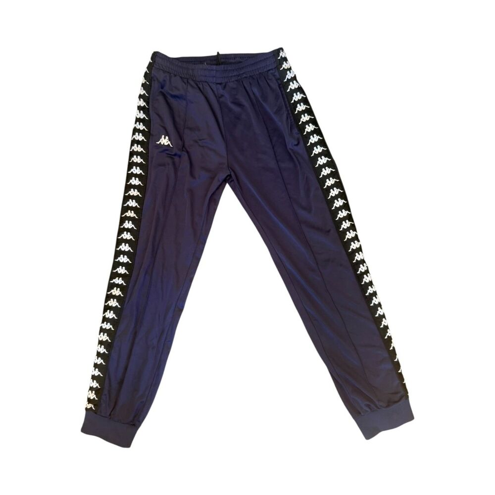 Kappa 222 Banda Astoria Track Pants Navy Blue White Logo Tape Joggers Size Large